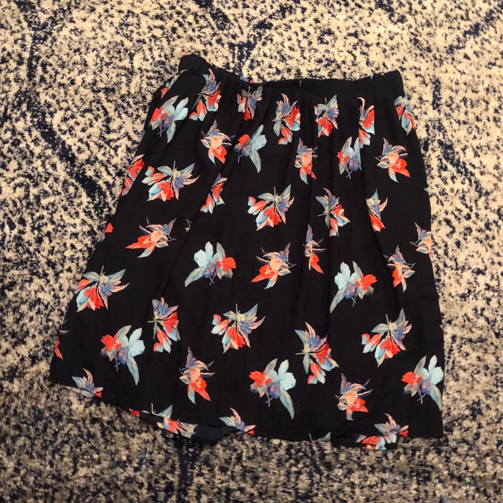 Ava & Viv Navy Floral Skirt with Pleats